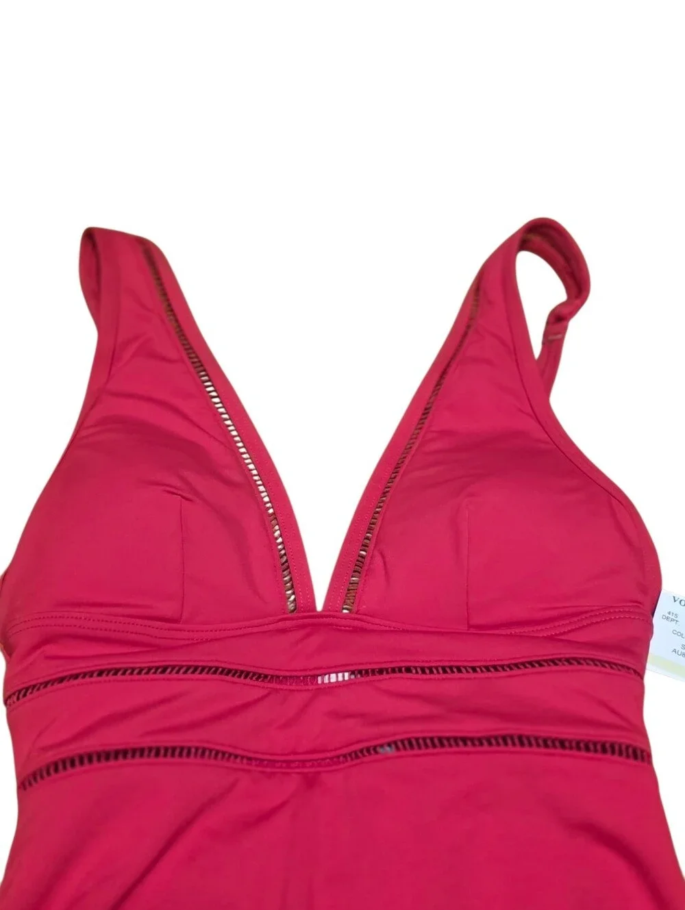 Sea Level Swim NWT Spliced One Piece Plunge Neck Red Swimsuit Size 4